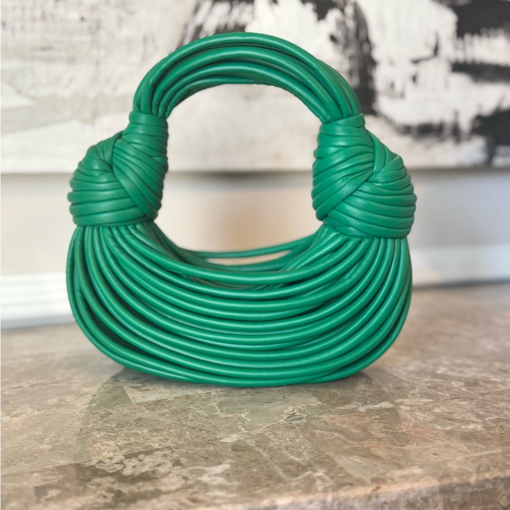Designer-Inspired Emerald Green Leather Knot Mini Bag